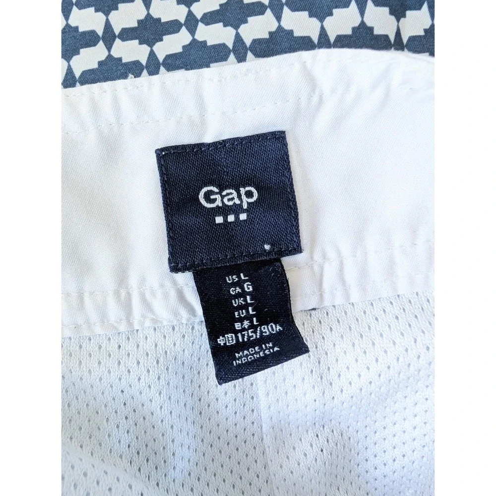 Gap Men's Board Shorts L Navy White Geometric Print Summer Beach Vacation Casual
